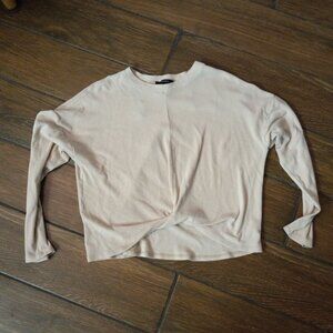 FOREVER 21 LONG-SLEEVE KNIT CROP TOP  , CREAM COLOR , SIZE M